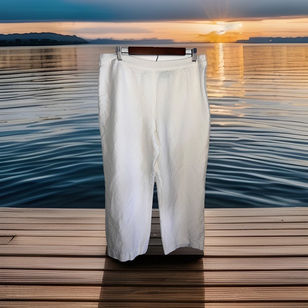 Kasper Audrey Classic‎ Side Zip Women  14 Ivory Linen Blend Lined Pants Dressy